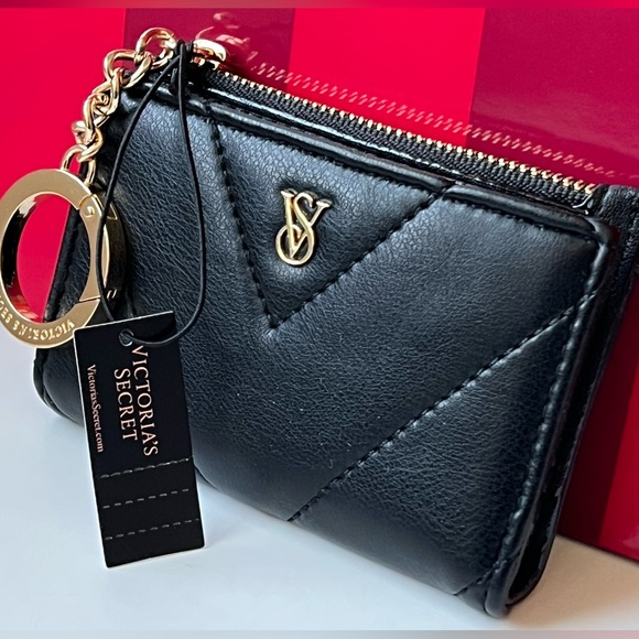 Victoria’s Secret Black Chevron Quilted Foldover Card Case ~ NWT & Bag - Picture 4 of 16